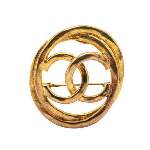 シャネル ココマーク ラウンド サークル ブローチ ゴールド メッキ レディース CHANEL 【中古】