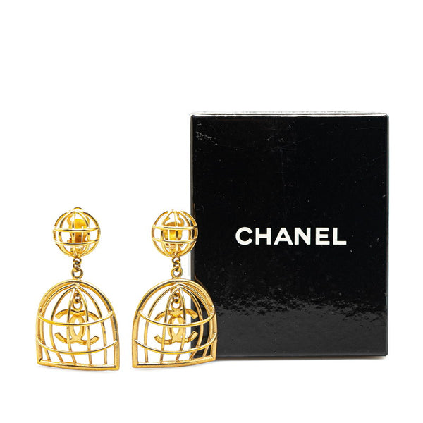 シャネル ヴィンテージ ココマーク 鳥かご モチーフ イヤリング ゴールド メッキ レディース CHANEL 【中古】