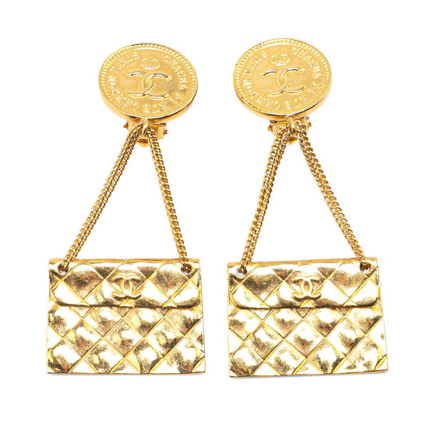 シャネル ヴィンテージ ココマーク 31 RUE CAMBON PARIS メダル マトラッセ バッグ モチーフ イヤリング ゴールド メッキ レディース CHANEL 【中古】