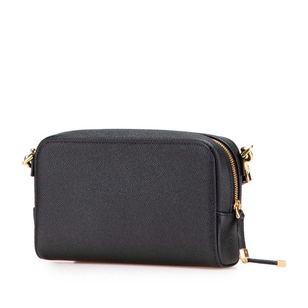 ディオール カロ ダブルポーチ 斜め掛け ショルダーバッグ ブラック レザー レディース Dior 【中古】