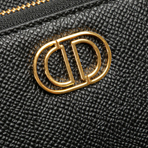 ディオール カロ ダブルポーチ 斜め掛け ショルダーバッグ ブラック レザー レディース Dior 【中古】