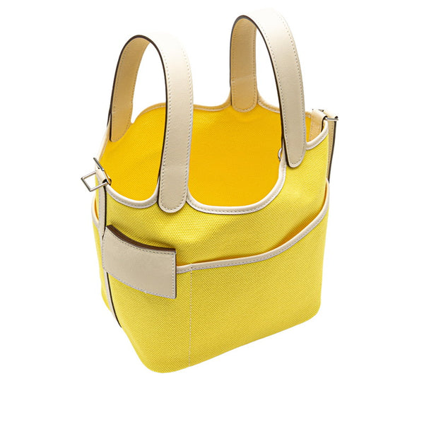 エルメス ピコタンロック カーゴ PM ハンドバッグ ジョーヌシトロン ナタ スイフト トワルゴエラン レディース HERMES 【中古】