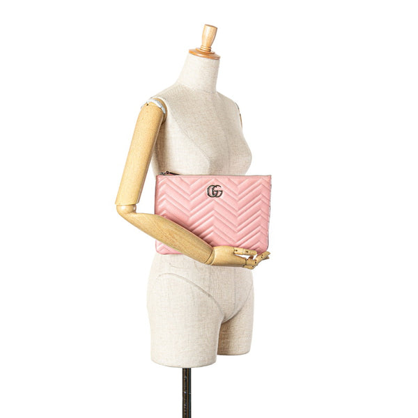 グッチ GGマーモント クラッチバッグ 525541 ピンク レザー レディース GUCCI 【中古】