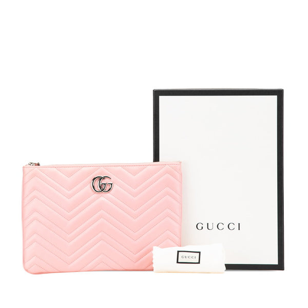 グッチ GGマーモント クラッチバッグ 525541 ピンク レザー レディース GUCCI 【中古】
