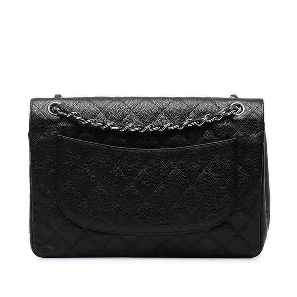 シャネル マトラッセ30 ココマーク ダブルフラップ チェーン ショルダーバッグ ブラック キャビアスキン レディース CHANEL 【中古】