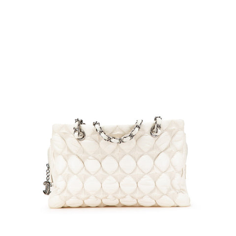 シャネル バブルキルト ココマーク チェーン ワンショルダーバッグ ホワイト ラムスキン レディース CHANEL 【中古】