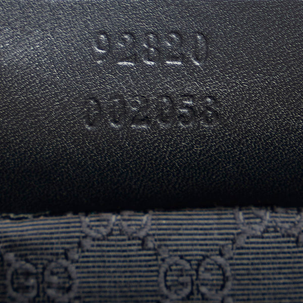 グッチ シェリーライン アクセサリーポーチ 92820 ブラック キャンバス レザー レディース GUCCI 【中古】
