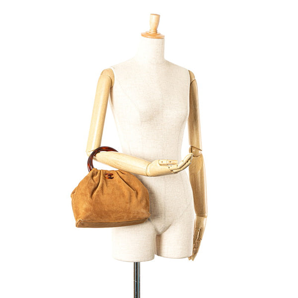 シャネル ココマーク ハンドバッグ ブラウン スウェード プラスチック レディース CHANEL 【中古】