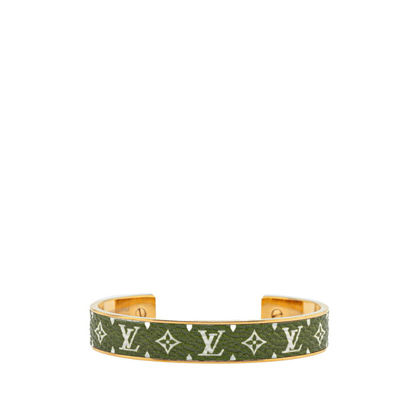 ルイ ヴィトン モノグラム ジョンク ワイルドLV バングル M67787 グリーン ゴールド メッキ PVC レディース LOUIS VUITTON 【中古】