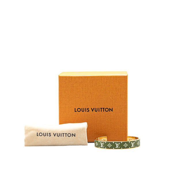 ルイ ヴィトン モノグラム ジョンク ワイルドLV バングル M67787 グリーン ゴールド メッキ PVC レディース LOUIS VUITTON 【中古】