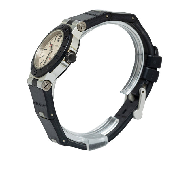 ブルガリ ブルガリブルガリ 腕時計 AL29TA クオーツ ホワイト文字盤 アルミ ラバー レディース BVLGARI 【中古】