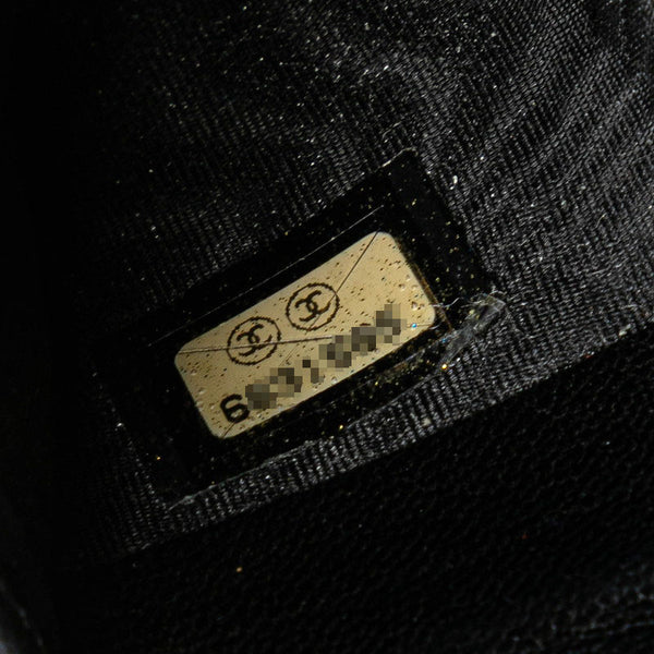 シャネル ココマーク カードケース パスケース ブラック キャビアスキン レディース CHANEL 【中古】