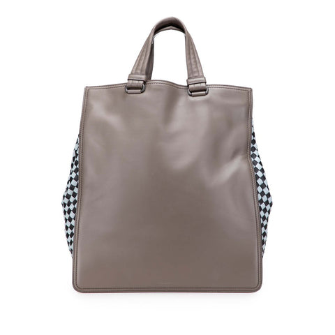 ボッテガヴェネタ イントレチャート トートバッグ ハンドバッグ グレー ブラック レザー レディース BOTTEGAVENETA 【中古】