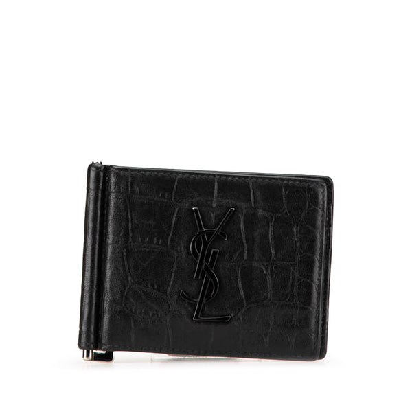 サンローラン カサンドラ カードケース マネークリップ 485630 ブラック レザー メンズ SAINT LAURENT 【中古】