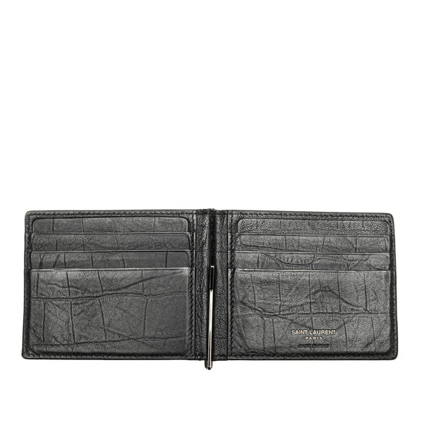サンローラン カサンドラ カードケース マネークリップ 485630 ブラック レザー メンズ SAINT LAURENT 【中古】