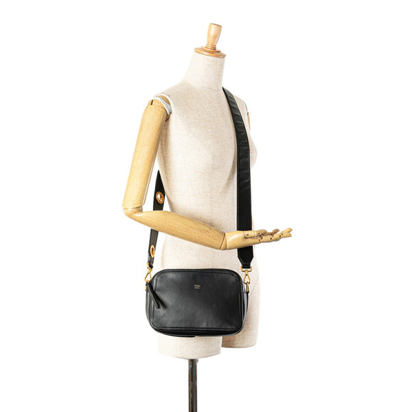 フェンディ キャム ショルダーバッグ カメラバッグ 8BT287 ブラック ゴールド レザー レディース FENDI 【中古】