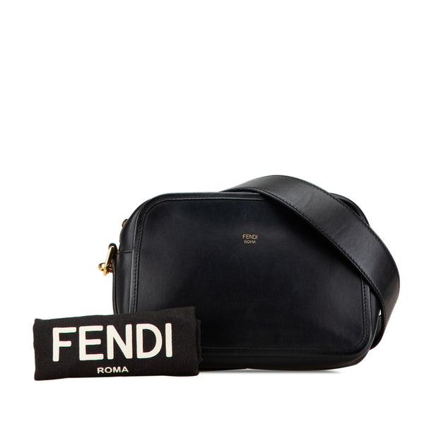 フェンディ キャム ショルダーバッグ カメラバッグ 8BT287 ブラック ゴールド レザー レディース FENDI 【中古】