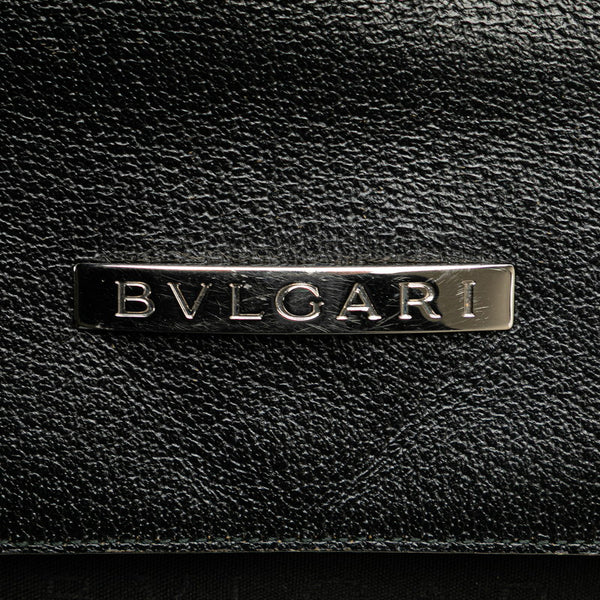 ブルガリ ロゴマニア ハンドバッグ ワンショルダーバッグ ブラック キャンバス レザー レディース BVLGARI 【中古】