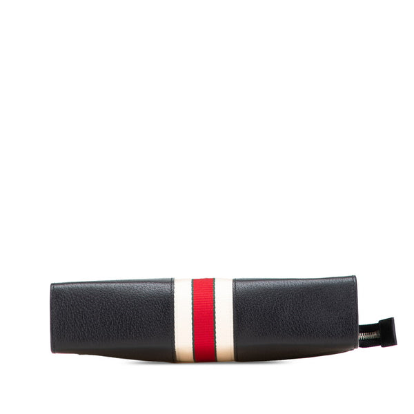グッチ ウェブ ストライプ クラッチバッグ セカンドバッグ 475316 ブラック レザー メンズ GUCCI 【中古】