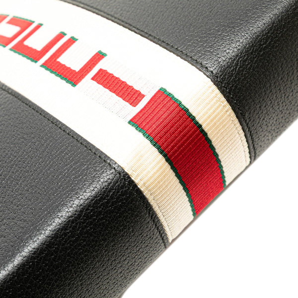 グッチ ウェブ ストライプ クラッチバッグ セカンドバッグ 475316 ブラック レザー メンズ GUCCI 【中古】