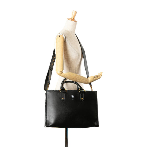 ディオール D-BEE ハンドバッグ ショルダーバッグ 2WAY ブラック レザー レディース Dior 【中古】