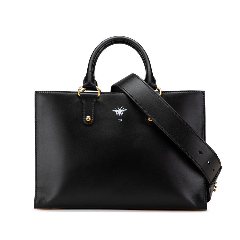 ディオール D-BEE ハンドバッグ ショルダーバッグ 2WAY ブラック レザー レディース Dior 【中古】