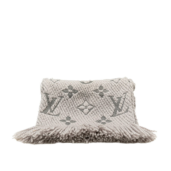 ルイ ヴィトン エシャルプロゴマニア マフラー M74742 グレー グリペルル ウール シルク レディース LOUIS VUITTON 【中古】