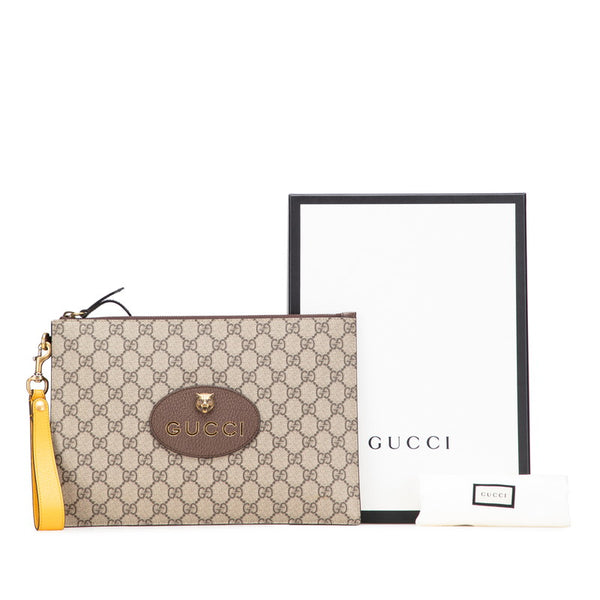グッチ GGスプリーム ネオヴィンテージ クラッチバッグ 473956 ベージュ ブラウン PVC レザー レディース GUCCI 【中古】