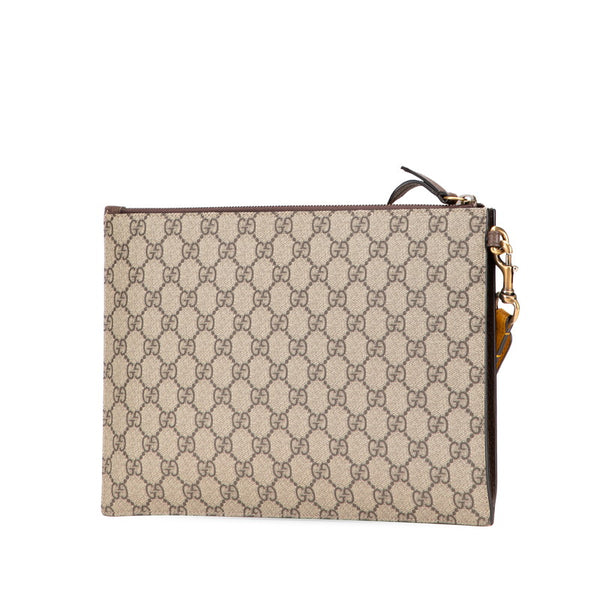 グッチ GGスプリーム ネオヴィンテージ クラッチバッグ 473956 ベージュ ブラウン PVC レザー レディース GUCCI 【中古】