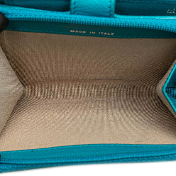 シャネル カメリア ココマーク 二つ折り財布 ライトブルー ラムスキン レディース CHANEL 【中古】