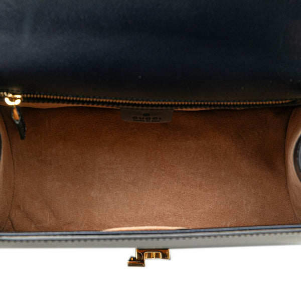 グッチ シェリーライン シルヴィ ハンドバッグ ショルダーバッグ 2WAY 431665 ネイビー レザー レディース GUCCI 【中古】