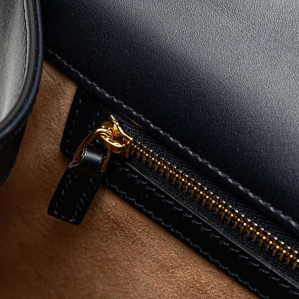 グッチ シェリーライン シルヴィ ハンドバッグ ショルダーバッグ 2WAY 431665 ネイビー レザー レディース GUCCI 【中古】