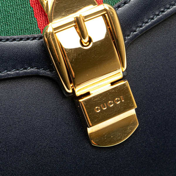 グッチ シェリーライン シルヴィ ハンドバッグ ショルダーバッグ 2WAY 431665 ネイビー レザー レディース GUCCI 【中古】