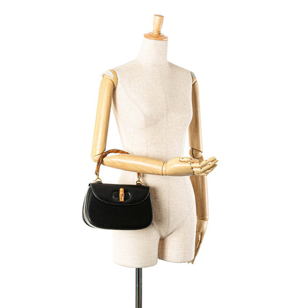 グッチ バンブー ハンドバッグ 000460188 ブラック ブラウン レザー レディース GUCCI 【中古】