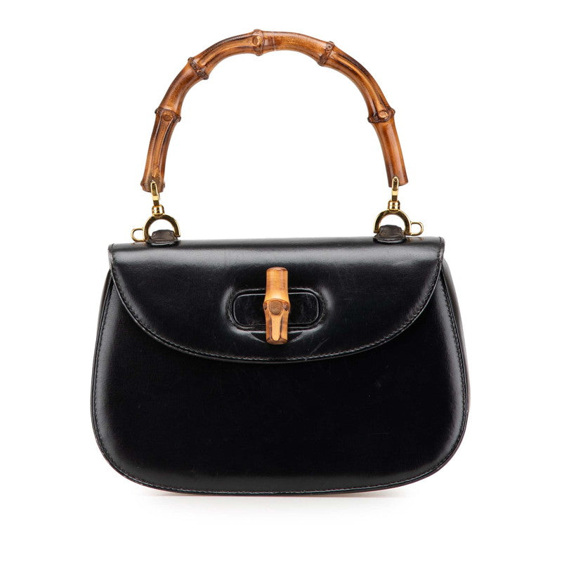 グッチ バンブー ハンドバッグ 000460188 ブラック ブラウン レザー レディース GUCCI 【中古】