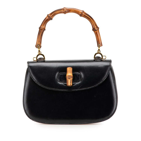 グッチ バンブー ハンドバッグ 000460188 ブラック ブラウン レザー レディース GUCCI 【中古】