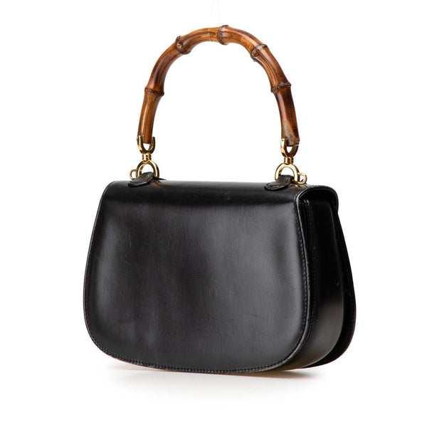 グッチ バンブー ハンドバッグ 000460188 ブラック ブラウン レザー レディース GUCCI 【中古】