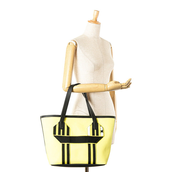 エルメス ピュールサングル ハンドバッグ トートバッグ イエロー ブラック キャンバス トリヨンクレマンス レディース HERMES 【中古】