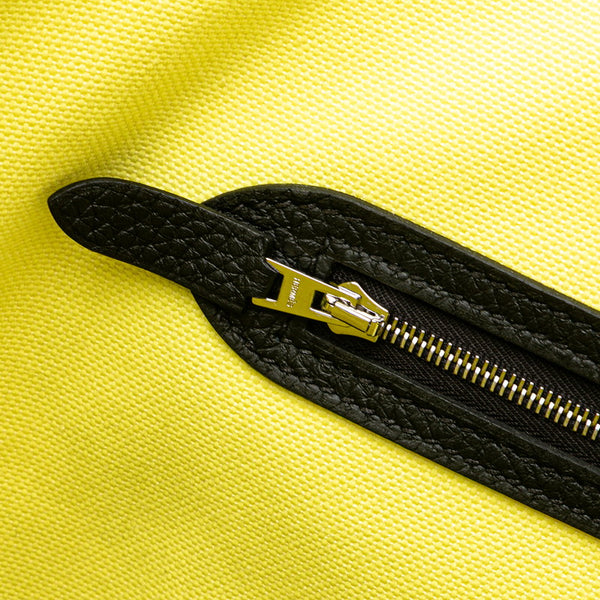 エルメス ピュールサングル ハンドバッグ トートバッグ イエロー ブラック キャンバス トリヨンクレマンス レディース HERMES 【中古】
