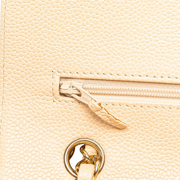 シャネル マトラッセ25 ダブルフラップ チェーン ショルダーバッグ  ベージュ ゴールド金具 キャビアスキン レディース CHANEL 【中古】