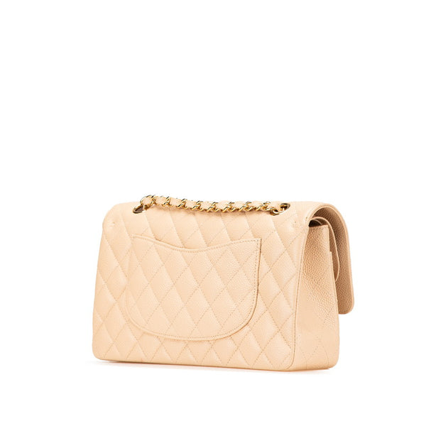 シャネル マトラッセ25 ダブルフラップ チェーン ショルダーバッグ  ベージュ ゴールド金具 キャビアスキン レディース CHANEL 【中古】