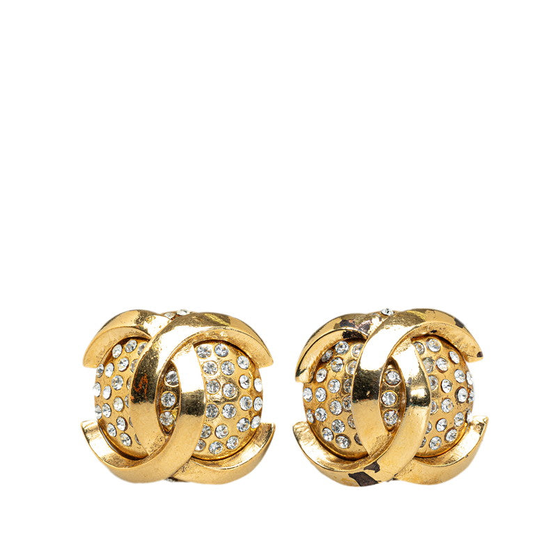 シャネル ココマーク ラインストーン イヤリング ゴールド メッキ レディース CHANEL 【中古】