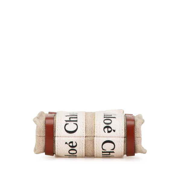 クロエ ウッディ ナノ ハンドバッグ ショルダーバッグ 2WAY ベージュ キャンバス レザー レディース Chloe 【中古】