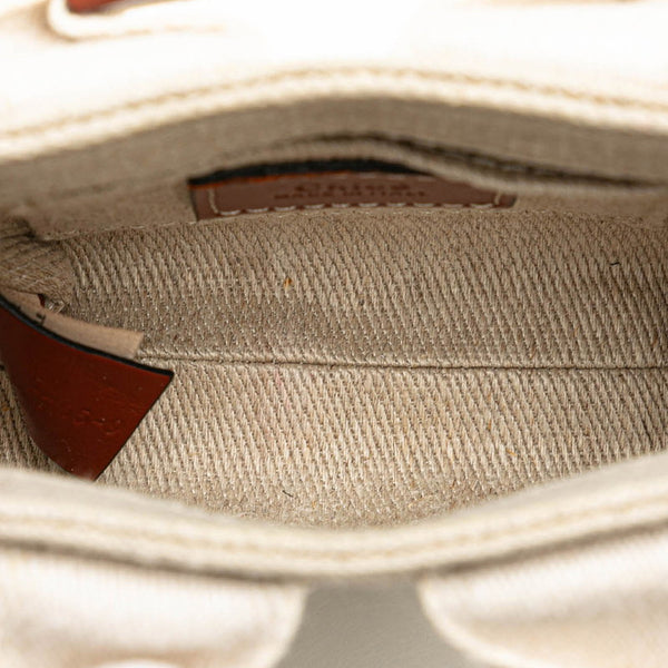 クロエ ウッディ ナノ ハンドバッグ ショルダーバッグ 2WAY ベージュ キャンバス レザー レディース Chloe 【中古】