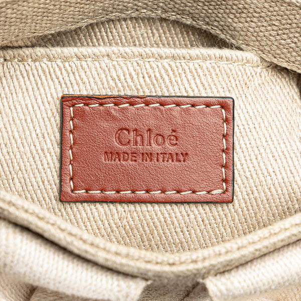クロエ ウッディ ナノ ハンドバッグ ショルダーバッグ 2WAY ベージュ キャンバス レザー レディース Chloe 【中古】