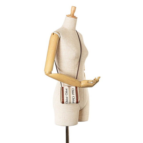 クロエ ウッディ ナノ ハンドバッグ ショルダーバッグ 2WAY ベージュ キャンバス レザー レディース Chloe 【中古】
