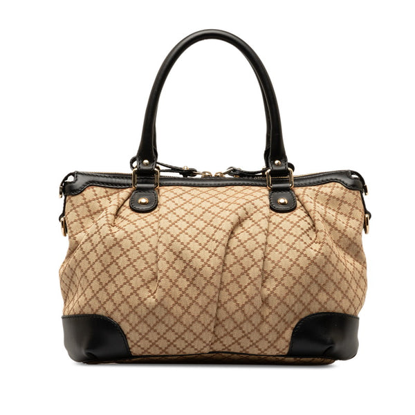 グッチ ディアマンテ スーキー ハンドバッグ ショルダーバッグ 2WAY 247902 ベージュ ブラック キャンバス レザー レディース GUCCI 【中古】