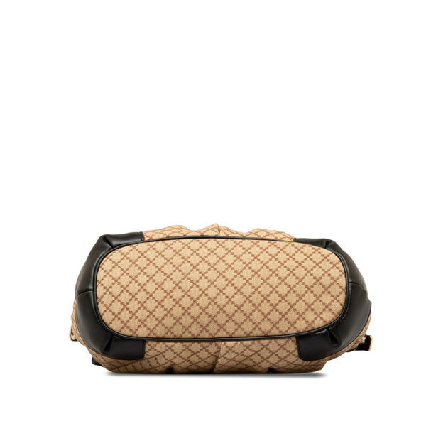 グッチ ディアマンテ スーキー ハンドバッグ ショルダーバッグ 2WAY 247902 ベージュ ブラック キャンバス レザー レディース GUCCI 【中古】