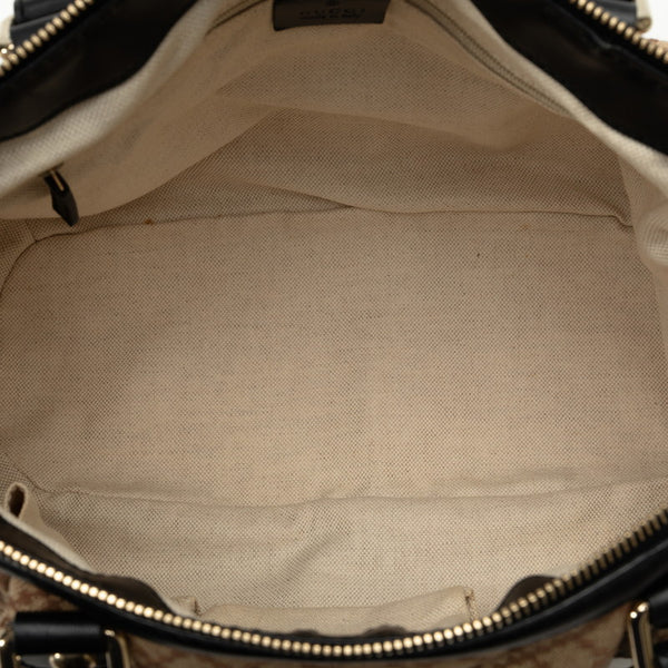 グッチ ディアマンテ スーキー ハンドバッグ ショルダーバッグ 2WAY 247902 ベージュ ブラック キャンバス レザー レディース GUCCI 【中古】