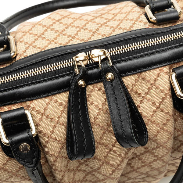 グッチ ディアマンテ スーキー ハンドバッグ ショルダーバッグ 2WAY 247902 ベージュ ブラック キャンバス レザー レディース GUCCI 【中古】